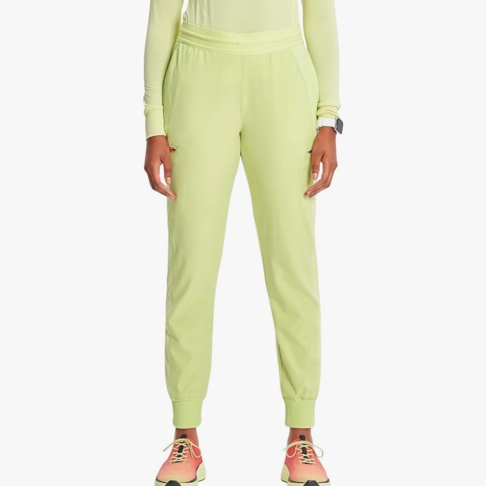 Cherokee Infinity Women’s Mid Rise Pull-on Jogger Scrub Pants Green Petite Sz L